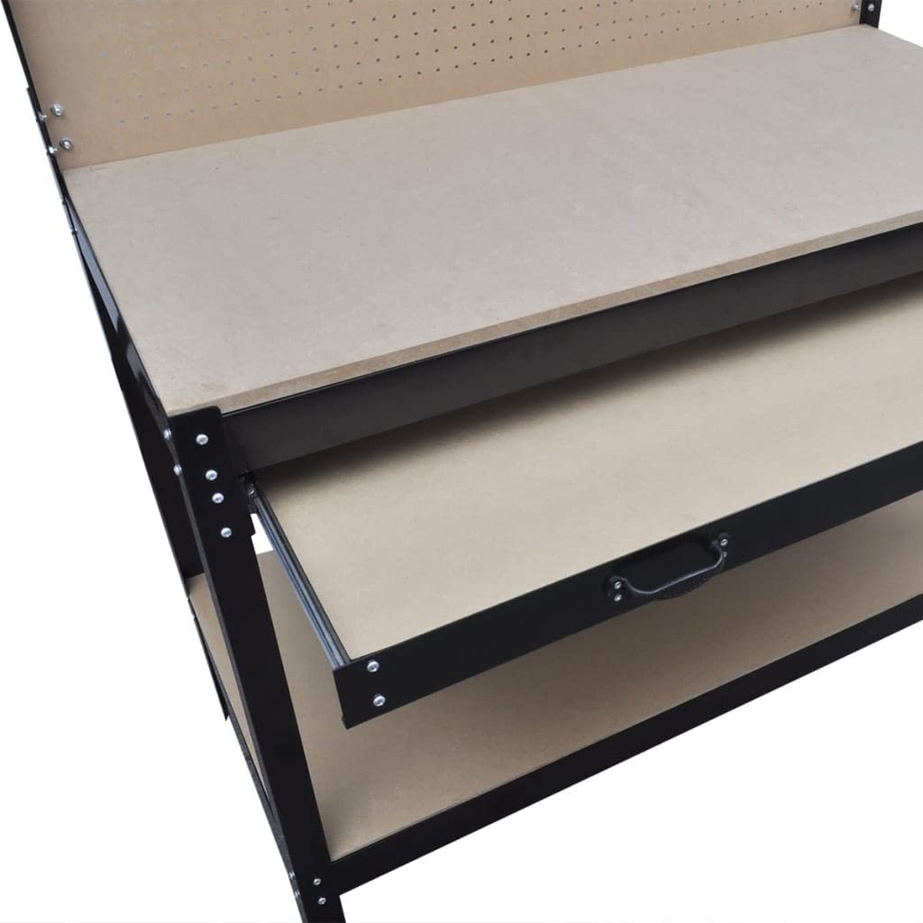 GOLINPEILO Workbench with a Large Drawer and a Pegboard, Garage Worktable Heavy-Duty Workstation for Workshop, Garage, Office, Home 45.3" x 21.7" x GOLINPEILO