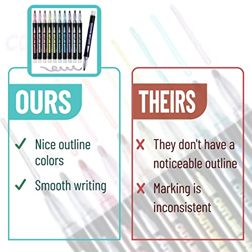 Mr. Pen- Double Line Outline Markers, 10 Colors, Shimmer Markers, Self-Outline Metallic Markers, Outline Pens, Craft Pens Mr. Pen