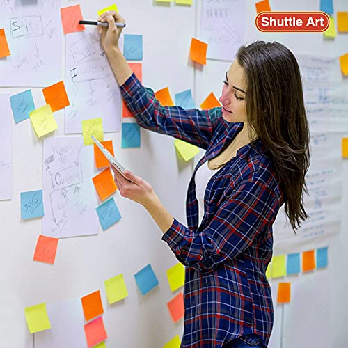 Shuttle Art School & Work Supplies Bundle, 10 Black Liquid Ink Rollerball Pens + 9 Bright Colors Sticky Notes for Writing Journaling Taking Notes Shuttle Art