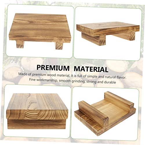 Operitacx Wooden Table Bracket Small Wood Step Succulent Plant Stand Black Tray Decor Small Plant Stand Wooden Flower Pot Planters for Indoor Plants Operitacx