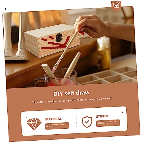 VILLCASE 2pcs Small Treasure Chest Unfinished Wood Crafts Unpainted Wooden Boxes Unfinished Wooden Craft Boxes Blank Wooden Boxes Portable Jewelry VILLCASE