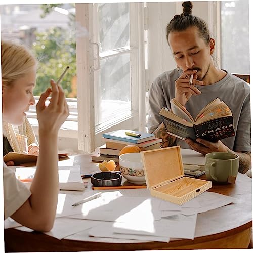 NOLITOY 2 Pcs Storage Box Unfinished Wood Storage Storage Case Locking Chest Wood Tray Jewelry Organizer Case Wood Storage Case Iron With Lock Case NOLITOY