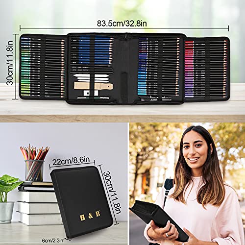 YBLANDEG Drawing and Sketching Colored Pencils Kit 145PCS, Professional Art Supplies Painting Pencils Set, Graphite Charcoal Art Pencils Teens Adults YBLANDEG