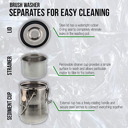 US Art Supply Large Stainless Steel Leak-Proof Premium Brush Washer US Art Supply