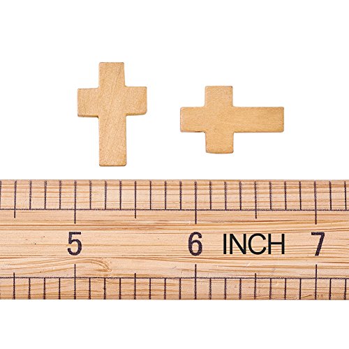 KISSITTY 50Pcs 7/8" x 5/9" Natural Unfinished Wood Cross Pendants Beads 22x14mm for Crafts & DIY Jewelry Projects KISSITTY