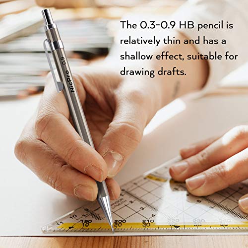 Nicpro 6 PCS Art Mechanical Pencils Set, Metal Artist Drafting Pencil 0.3 & 0.5 & 0.7 & 0.9 mm & 2 PCS 2mm Graphite Lead Holder(4B 2B HB 2H) For Nicpro