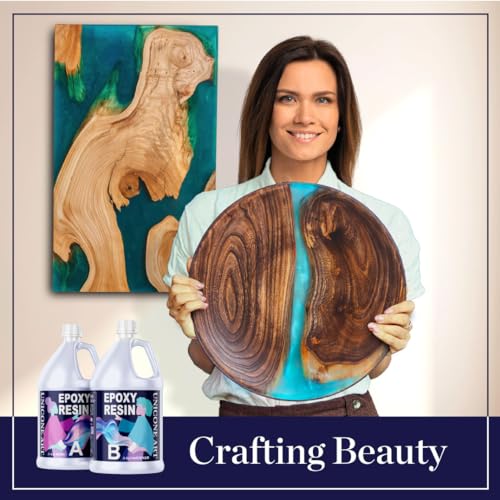 Resin Epoxy Craft Kit 1 Gallon Epoxy Resin Kit (.5 Gal Resin + .5 Gal Hardener) High Gloss UV Resistant Odor-Free Art Resin, BPA-Free and Non-Toxic unicone art