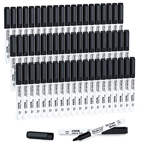 Shuttle Art Black Dry Erase Markers, 60 Pack Magnetic Whiteboard Markers with Erase,Fine Point Dry Erase Markers Perfect For Writing on Whiteboards, Shuttle Art