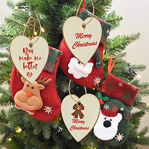 obmwang 50 Pieces 3" Natural Heart Wood Slices, DIY Wooden Ornaments Unfinished Predrilled Wooden Heart Embellishments with Natural Twine for obmwang