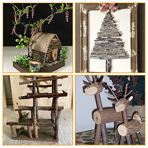 CertBuy 120 Pack Wood Log Sticks 10 CM / 4 Inch, 0.8-1.2 CM in Diameter Twigs for Crafts, Craft Twigs Branch Willow for DIY Crafts, School Projects, CertBuy