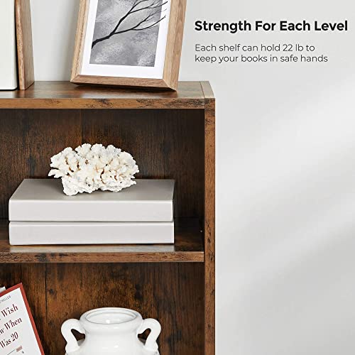 VASAGLE Rustic Brown 3-Tier Adjustable Bookshelf with Storage Shelves VASAGLE