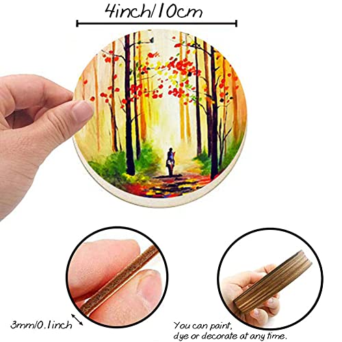 WLIANG 50 Pcs 4 Inch Wood Circles for Crafts, Unfinished Blank Wooden Circles Round Disc Cutouts for DIY, Painting, Staining, Christmas, Coasters WLIANG