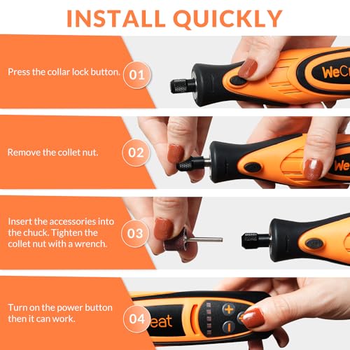 WECREAT Rotary Tool, 5-Speed Engraving Pen and Cordless USB Charging Rotary Tool Kit with 175 Accessories WECREAT