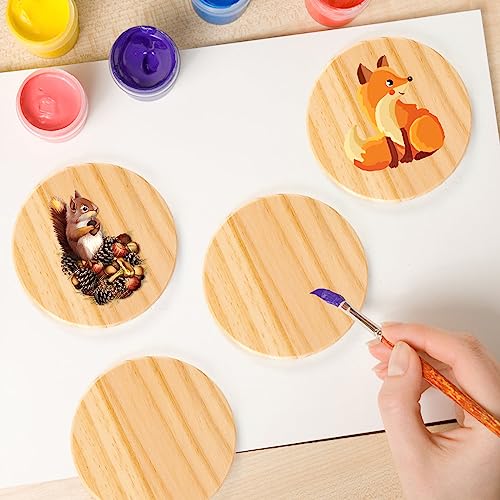 12PACK Unfinished Wood Coasters, 4 inch Round Blank Wooden Craft Coasters Wood Slices for DIY Architectural Models Drawing Painting Wood LepoHome