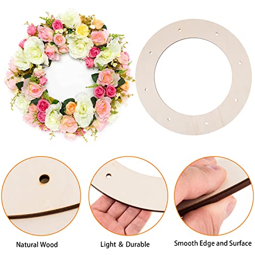 6 Pcs Wooden Wreath Frames for Crafts Unfinished Wooden Craft Floral Hoop Rings DIY Christmas Garland Wood Hanging Decorations for DIY Christmas AWIZOM