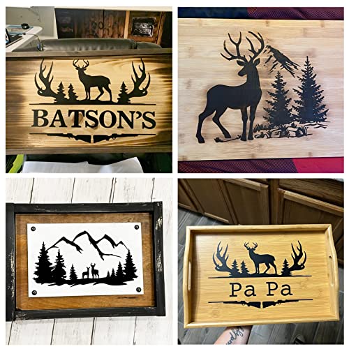 11 Pcs Deer Stencils Forest Mountain Tree Deer Head Stencils for Wood Burning Stencil Template Stencils for Painting on Wood Crafts Home Decors Huahui