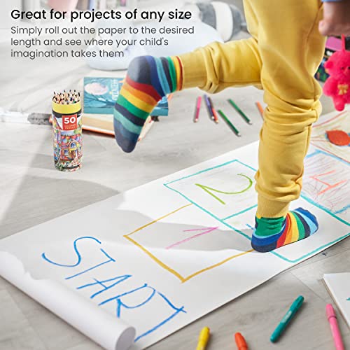 Arteza Kids Drawing Paper Roll Refill, 2-Pack, 16.5 Inches x 74.8 Feet, White 47-lb Roll Dispenser Paper, Art Supplies for The Classroom, Learning ARTEZA