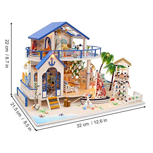 GuDoQi DIY Miniature Dollhouse Kit, Miniature House Kit 1:24 Scale,Tiny House kit with Music and Furniture Kit, Great Gift for Birthday Christmas, GuDoQi