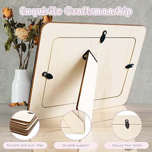ZOCONE 12 Pcs Wooden Picture Frames for Craft, 7.5"x5.5" Unfinished Wood Photo Frames with Stand, DIY Wood Frame with Stickers, Resin Accessories, ZOCONE