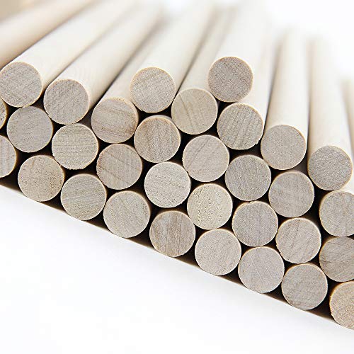 3/8 x 12 Inch, Wooden Dowel Rods, Unfinished Round Sticks for Pennant, Wedding, Christmas, Music Class, Party, DIY Crafts, 50 pcs Kang&Chang