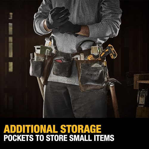 DEWALT Leather Tool Belt, Durable, 11 Pocket Professional Belt (DWST550112) DEWALT