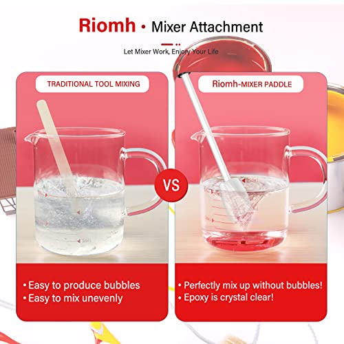4 Pcs Resin Mixer Paddles for Resin Drill, Epoxy Mixer Attachment for Drill, Paint Mixer/Paint Stirrer for Mixing Resin, Epoxy, Silicone Molds Riomh