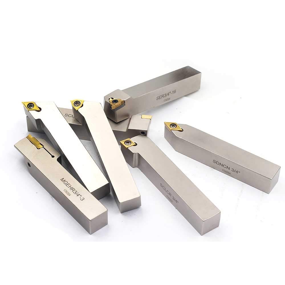 OSCARBIDE Nickel Plated Indexable Lathe Turning Tool Holder 3/4"Shank 7 Pieces/Set,CNC Heavy-Duty Metal Lathe Tools for Turning Grooving Threading OSCARBIDE