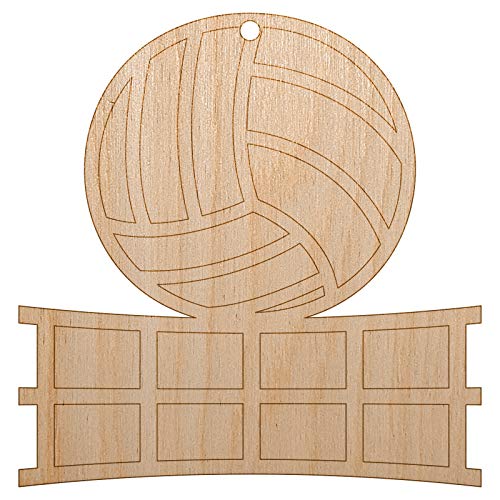 Volleyball and Net Unfinished Craft Wood Holiday Christmas Tree DIY Pre-Drilled Ornament Sniggle Sloth
