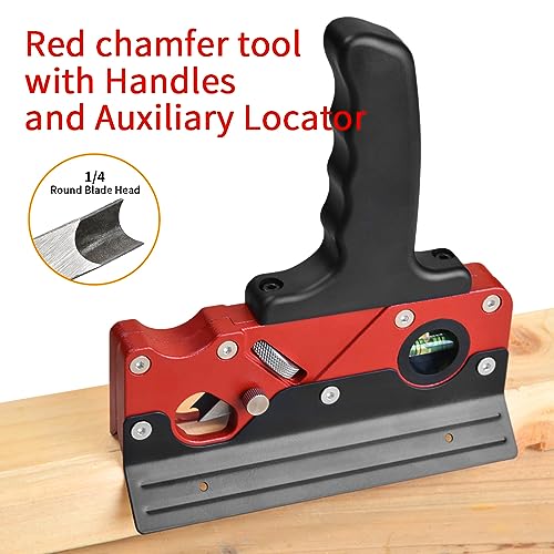 TIASOU Wood Planers for Woodworking, Chamfer Plane Woodworking Edge Corner Flattening Tool with Auxiliary Locator and Handles, Hand Chamfering Planer Tiasou