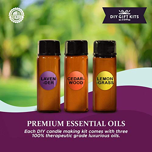 DIY Gift Kits 49-Piece Soy Candle Making Kit | Makes 14 Candles | 3 Pure Essential Oils, Soy Wax, Pouring Pot & More | DIY Starter Kit | Scented DIY Gift Kits