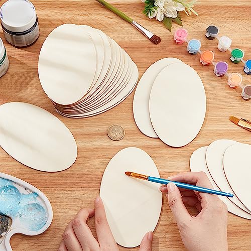 NBEADS 20 Pcs Wood Oval Sheets, Unfinished Thin Blank Wood 5.9×3.5 Inch(14.9×9cm) Oval Craft Wood Wooden Discs Slices for DIY Craft Wedding Christmas NBEADS