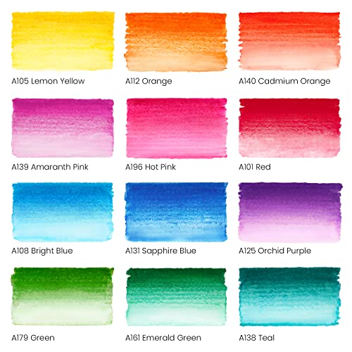 ARTEZA Real Brush Pens, Set of 12, Bright Tones, Blendable Watercolor Markers and 1 Water Brush, Art Supplies for School, Home, and Office ARTEZA