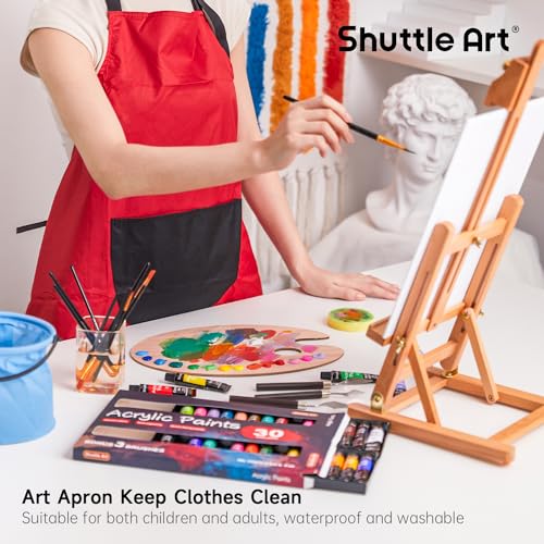 66 Pack Acrylic Paint Set, Shuttle Art Acrylic Painting Set with 30 Colors Acrylic Paint, Wooden Easel, Painting Canvas, Paint Brushes, Palettes, Art Shuttle Art