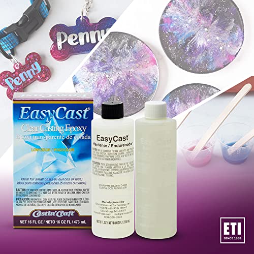 Environmental Technology EasyCast Crystal Clear Casting Epoxy Mix (2-Part Kit) For Coating of Small Arts & Crafts, Wood, Jewelry Making | Low Odor & ETI