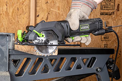 Genesis GCS445SE 4.0 Amp 4-1/2" Compact Circular Saw with 24T Carbide-Tipped Blade, Rip Guide, Vacuum Adapter, and Blade Wrench Genesis