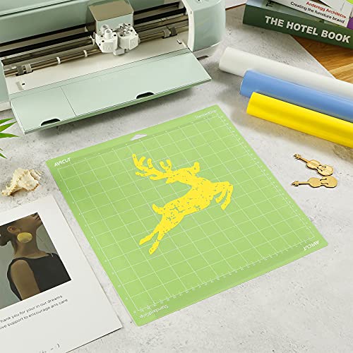 AIRCUT Standard Grip Cutting mat for Cricut Maker/Explore Air 2/Air/One(12x12 Inch, 3 Mats) Standard Adhesive Sticky Green Quilting Cricket Cutting AIRCUT