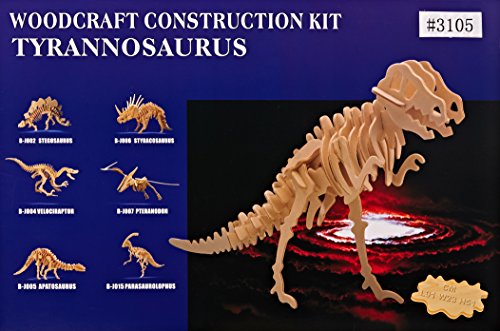 Puzzled 3D Puzzle Big Tyrannosaurus Wood Craft Construction Model Kit Educational DIY Wooden Dinosaur Toy Assemble Model Unfinished Crafting Hobby Puzzled