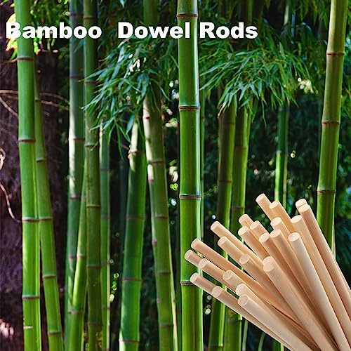 Wooden Dowel Dods Wood Dowels, 25PCS 3/8 x 12" Round Natural Bamboo Sticks for Crafts, Macrame Dowel, Unfinished Hard Wood Sticks for Crafting, Coowayze
