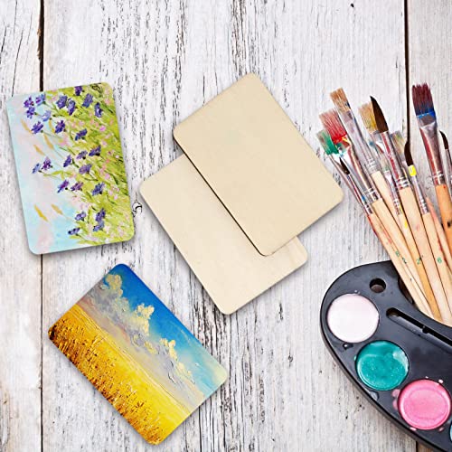 ZEONHAK 120 PCS 1/8 x 2 x 3 Inch Unfinished Wood Rectangles, Blank Natural Poplar Wood, Rectangle Wooden Slices, Wood Tiles for Crafts, DIY ZEONHAK