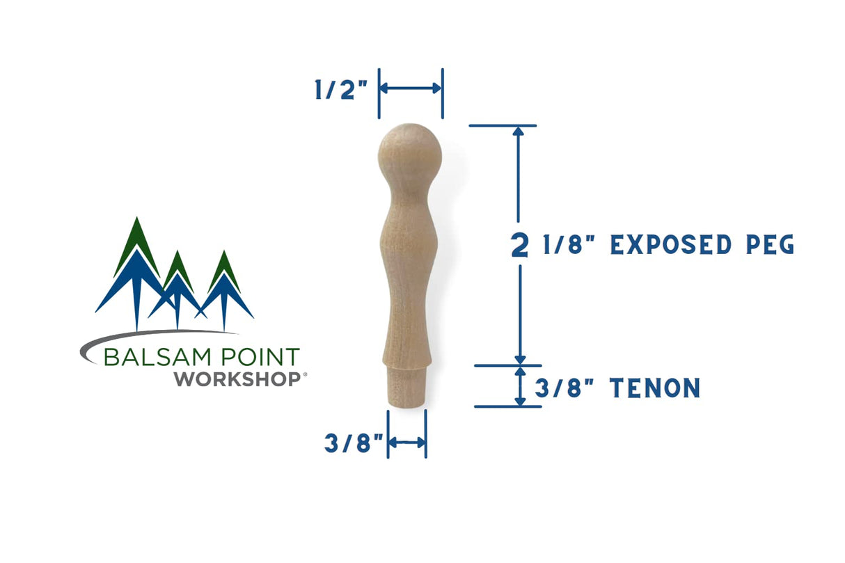 2.5 Inch Birch Coffee Mug Hooks Unfinished Smooth Sanded Pegs (10-Pack) Balsam Point Workshop