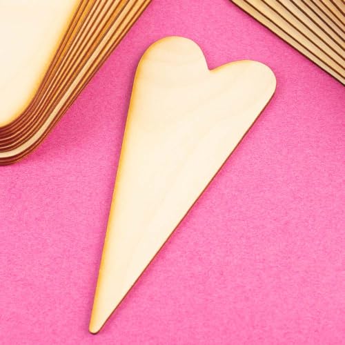 Factory Direct Craft Pack of 24 Unfinished Wooden Folk Heart Cutouts - Blank Wood Heart Shapes DIY Valentine's Day Sweetest Day Craft Projects Made Factory Direct Craft