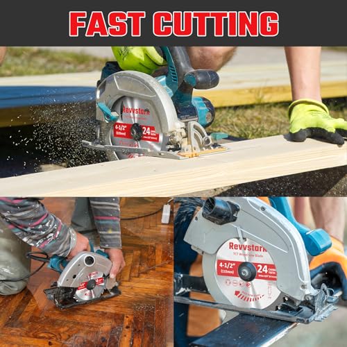 4-Pack 4-1/2 Inch 24T TCT Carbide Compact Circular Saw Blade Set with 3/8" Arbor, Assorted for Cutting Wood, Plastic and Composite Materials Fit Revvstark