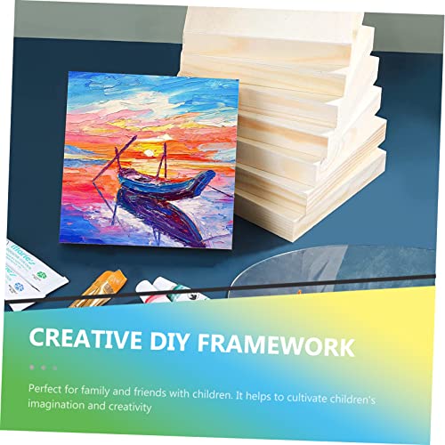 Operitacx 10pcs Blank Wooden Picture Frame Wood Plaque Pouring Panels Wooden Squares for Crafting Unfinished Square Wood Panel Kids Wooden Toys Clay Operitacx