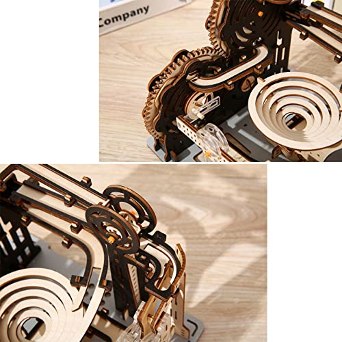KonHaovF 3D Wooden Puzzles for Adults Marble Run Model Building Kits, Mechanical 3D Wooden Marble Run Model Kits to Build for Home Decoration, DIY 3D KonHaovF
