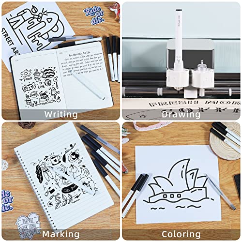 REALIKE Variety Pens for Cricut Maker 3/Maker/Explore 3/Air 2/Air,Black Pens Set of 7Pack Include Fine Point Pen,Glitter Gel, Marker, Calligraphy REALIKE