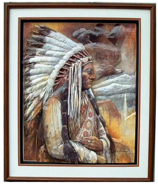 Native American Indian - Chief Sitting Bull - Paper Tole 3D Decoupage Craft Kit Size 8x10 inches K8-8001 (The Additional Pictures Show Examples This DSC