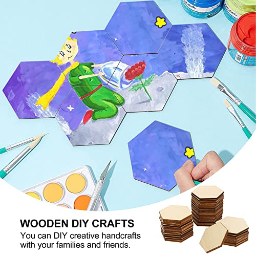 Decoraciones para Salas De Casa Hexagon 50Pcs Wooden Hexagon Pieces Unfinished Hexagon Cutout Christmas DIY Craft Supplies Decorations Ornaments 60MM Milisten