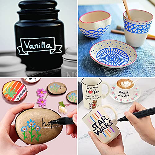 Blue Acrylic Paint Marker Pens - 2-3mm Medium Tip, 6 Pack Permanent Blue Water Based Paint Pen for DIY Projects, Paintings for Rock, Fabric, Wood, TFIVE