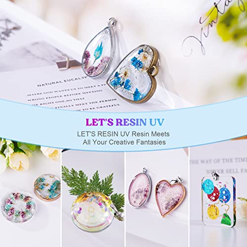 LET'S RESIN UV Resin, Upgraded 1500g Ultraviolet Epoxy Resin Clear, Odorless & Low Shrinkage UV Resin Hard with Silicone Measuring Cups, UV Resin Kit LET'S RESIN