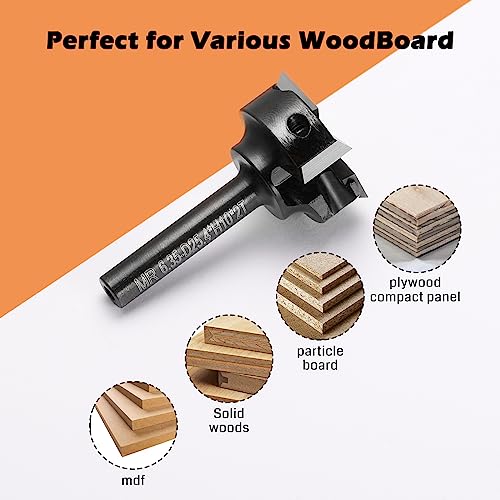 Genmitsu CNC Spoilboard Surfacing Router Bit, 1/4" Shank 1” Cutting Diameter CNC Milling Machine, Slab Flattening Router Bit, Carbide Insert Router Genmitsu